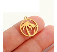 LNHBZ Lot de 5 breloques en acier inoxydable représentant des animaux marins : cocotier tropical, arc-en-ciel, dauphin et coquillage. Idéales pour la création de bijoux - DY1083-2