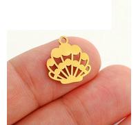 LNHBZ Lot de 5 breloques en acier inoxydable représentant des animaux marins : cocotier tropical, arc-en-ciel, dauphin et coquillage. Idéales pour la création de bijoux - DY1078-2