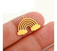 LNHBZ Lot de 5 breloques en acier inoxydable représentant des animaux marins : cocotier tropical, arc-en-ciel, dauphin et coquillage. Idéales pour la création de bijoux - DY1079-2