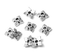 LNHBZ Lot de 50 perles toriques en alliage en forme de fleur, avec embouts et perles d'espacement, pour la création de bijoux (colliers, bracelets, accessoires) - 3 x 6 mm