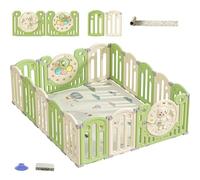 Lnhcrbs Parc Bebe Pliable, Stable, Antidérapant Avec Fermeture de Sécurité et Caoutchouc Antidérapant Sur Le Fond, Parc Modulable Avec Fonction de Jeu, Playpen avec Tapis