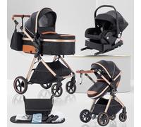 Lnhcrbs Passeggino 3 in 1 Trio, Sistema di Viaggio, Passeggino Reversibile con Seggiolino Auto, Maniglia Regolabile, Ruote Anteriori Bloccabili, per Neonati e Bambini 0-3 Anni