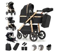 Lnhcrbs Poussette 3 En 1 Avec Base Isofix, Pour Bébés 0-4 Ans,0-22 Kg,Noir