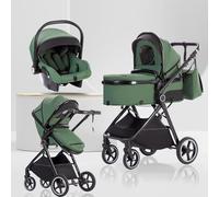Lnhcrbs Poussette 3 en 1 - Compacte Avec Moustiquaire et Housse de Pluie Poussette Évolutive à Poignée Réglable, Équipée de Roues en PU. Idéale pour les Voyages et Adaptée de la Naissance à 3 Ans