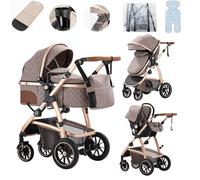 Lnhcrbs Poussette 3 en 1, Poussette Compacte Est Équipée d'Une Poignée de Poussée Réglable en Hauteur Et Les Roues Avant de Poussette Tout Terrain Peuvent Être Bloquées,pour Les Bébés De 0-4 Ans