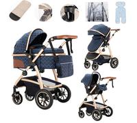 Lnhcrbs Poussette 3 en 1, Poussette Compacte Est Équipée d'Une Poignée de Poussée Réglable en Hauteur Et Les Roues Avant de Poussette Tout Terrain Peuvent Être Bloquées,pour Les Bébés De 0-4 Ans