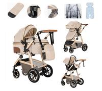 Lnhcrbs Poussette 3 en 1, Poussette Compacte Est Équipée d'Une Poignée de Poussée Réglable en Hauteur Et Les Roues Avant de Poussette Tout Terrain Peuvent Être Bloquées,pour Les Bébés De 0-4 Ans