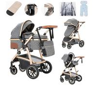 Lnhcrbs Poussette 3 en 1, Poussette Compacte Est Équipée d'Une Poignée de Poussée Réglable en Hauteur Et Les Roues Avant de Poussette Tout Terrain Peuvent Être Bloquées,pour Les Bébés De 0-4 Ans