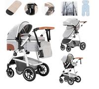 Lnhcrbs Poussette 3 en 1, Poussette Compacte Est Équipée d'Une Poignée de Poussée Réglable en Hauteur Et Les Roues Avant de Poussette Tout Terrain Peuvent Être Bloquées,pour Les Bébés De 0-4 Ans