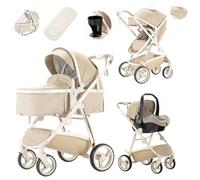 Lnhcrbs Poussette 3 en 1,Poussette Cosy Dispose d'Un Panier de Couchage Élargi de 38,5 Cm Pour Les Bébés Âgés De 0-4 Ans(22kg),Poussette Compacte Est Équipée d'Un Porte-Gobelet Et d'Un Habillage Pluie