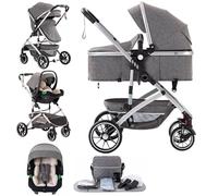 Lnhcrbs Poussette 3 en 1,Poussette Tout Terrain Pliable en Un Seul Clic, Stroller Bébé Haute (38.5cm), Pushchair Nouveau Né est Verrouillable Sur Les Roues Avant