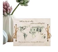 Lnhgh Artisanat en Bois avec Carte du Monde, boîte d'emballage d'argent | Emballage en Bois de la Carte du Monde | Emballage de Fonds de Voyage d'argent de Carte du Monde pour l'argent Liquide, la