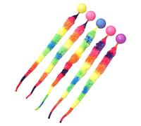 Lnhgh Balle rebondissante avec Queue pour Chat, Balle Interactive pour Chat avec Queue | Ver Arc-en-avec Balle, 5 pièces, Jouet pour Chats | Balles interactives pour Chat, Jouet d'exercice pour Chat,