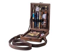 Lnhgh Boîte d'écriture portable, boîte de rangement pour voiture, rétro grande capacité, boîte d'art portable | Sac en bois nachmaniaque, peinture, Carbonisation Paulownia, Voir description, Voir