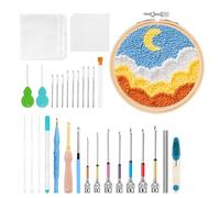 Lnhgh Kits de Punch d'Aiguille pour Adultes, Outils de Broderie pour la, Kit Punch Needle Débutant pour Vêtements, Coussins, Couettes, Chapeaux et Projets Créatifs