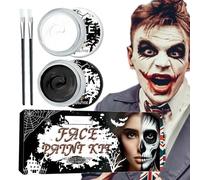 Lnhgh Peinture pour le visage blanche et noire,Peinture pour le visage Halloween noir et blanc - Kit de palette de peinture professionnelle avec pinceaux | Peinture pour le visage de grande capacité,