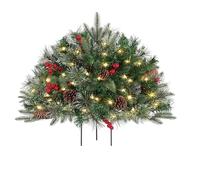 Lnhgh Remplisseur urne de Noël extérieur | Décorations de Noël pour porche - Décorations avec branches, ornements et lumières scintillantes | Pour cimetière, porche, jardin , table de