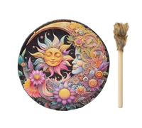 Lnhgh Tambour amérindien, tambours à main pour adultes - Tambour chamanique à main en cuir PU fait à la main | Outil sonore chamanique vintage avec gros ton, fournitures de musique spirituelle ronde