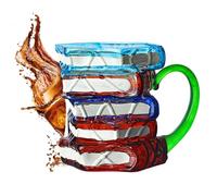 Lnhgh Tasse Livre Peinte - Tasse à Café Verre Peint Motif Livres de Bibliothèque | Support pour Boissons Chaudes et Froides Objet Lecture Coloré pour Lecteurs Écrivains Bibliophiles Amateurs de