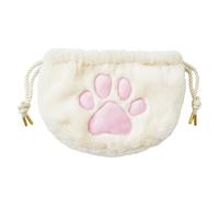 Lnhgh Trousse en peluche avec cordon de serrage, petite trousse de maquillage en peluche, trousse de toilette unique en forme de patte de chat, trousse de maquillage pour portefeuille, rangement de