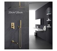 LNHHG Douche de la Salle de Bain Ensemble de Pluie en Or branché Feuille de Douche ou Plafond Mélangeur de Douche Mural 8-12 "(3 Function 8 inch C)