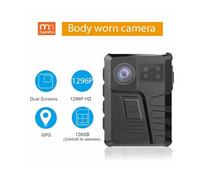 LNHHG Mini caméra corporelle avec vidéo Caméra de sécurité Portable à Infrarouge, Vision Nocturne, Police, Application de la Loi, légère, GPS, Double écran, portée sur Le Corps(64GB)