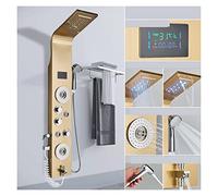 LNHHG Noir lumière LED Robinet de Douche Salle de Bain Spa Massage Jet Colonne de Douche système Cascade Pluie Panneau de Douche Bidet pulvérisateur Robinet(8006 Gold)