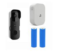 LNHHG Sonnette vidéo Tuya Smart Home vidéo Sonnette extérieur sans Fil Sonnette étanche Batterie interphone Haut-Parleur téléphone caméra(Zwart)