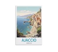 LNHZGNJNH Ajaccio Poster de voyage vintage Corse 40 x 60 cm Impression sur toile Décoration murale pour salon, chambre à coucher