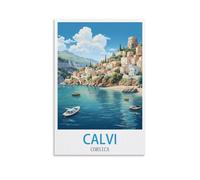 LNHZGNJNH Calvi Poster de voyage vintage Corse 40 x 60 cm sur toile Décoration murale pour salon, chambre à coucher