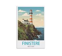 LNHZGNJNH Finistere Poster de voyage vintage Bretagne 40 x 60 cm Impression sur toile Décoration murale pour salon, chambre à coucher