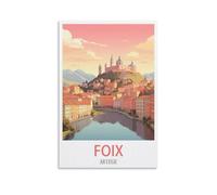 LNHZGNJNH Foix Ariege - Impression sur toile vintage de voyage - Décoration murale pour salon, chambre à coucher (20 x 30 cm)