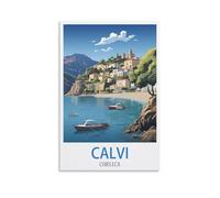 LNHZGNJNH Impression sur toile vintage Calvi Corse - Décoration murale pour salon, chambre à coucher - 40 x 60 cm