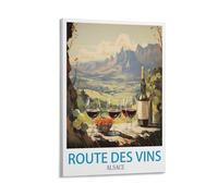 LNHZGNJNH Impression sur toile vintage Route des Vins Alsace - Décoration murale pour salon, chambre à coucher - 20 x 30 cm