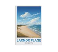 LNHZGNJNH Larmor Plage Morbihan Poster de voyage vintage sur toile Décoration murale pour salon, chambre à coucher 30 x 45 cm