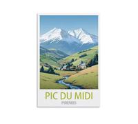 LNHZGNJNH Pic Du Midi Poster de voyage vintage Pyrénées 50 x 75 cm Décoration murale pour salon, chambre à coucher
