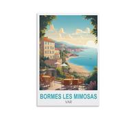LNHZGNJNH Poster de voyage vintage Bormes Les Mimosas Var 30 x 45 cm - Impression sur toile murale - Décoration murale pour salon, chambre à coucher