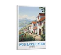 LNHZGNJNH Poster de voyage vintage Pays Basque Pyrénées du Nord Atlantiques 20 x 30 cm Décoration murale pour salon, chambre à coucher
