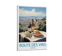 LNHZGNJNH Poster de voyage vintage Route des vins Alsace 40 x 60 cm - Décoration murale pour salon, chambre à coucher