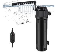 LNIDEAS Filtre intérieur d'aquarium 5 en 1, Pompe de Filtre d'aquarium avec Lampe UVC de 8 W avec minuterie, débit réglable Filtre d'aquarium avec Pompe à Eau 650 L/H