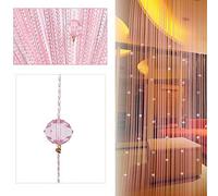 LNIMIKIY Rideau de perles à motif gouttelettes - Séparateur de porte ou de fenêtre - Panneau décoratif à pompons pour salon, chambre à coucher - 1 x 2 m - Rose