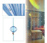 LNIMIKIY Rideaux à perles, motif gouttelettes, panneau de séparation de porte ou de fenêtre, panneau décoratif à gland pour salon, chambre à coucher, 1 m x 2 m (Bleu)