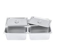 LNINNERY Lot de 4 récipients en acier inoxydable GN 1/3 pour congélateur, four, plaques de cuisson, lave-vaisselle