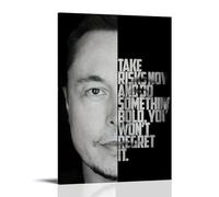 LNLEXTAR Elon Musk Poster avec citations célèbres en noir et blanc - Peinture décorative sur toile - Pour salon, chambre à coucher, salon, chambre à coucher, décoration moderne pour salle familiale,