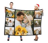 LNM Cadeau Femme Personnalisé, Couverture Personnalisée Photo, Plaide Personnalisee, Couverture Personnalisé, Plaid Personnalisé Photo, Cadeau Anniversaire Femme Personnalisé