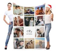 LNM Plaide Personnalisée Photo, Plaid Personnalise, Couverture Personnalisé, Plaide Personnaliser, Cadeau Femme Personnalisé, Cadeau Saint Valentin Homme & Femme