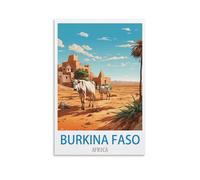 LNMNJESG Poster de voyage vintage Afrique du Burkina Faso sur toile - Décoration murale pour salon, chambre à coucher - 20 x 30 cm