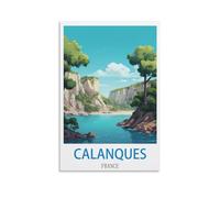 LNMNJESG Poster vintage sur toile Calanques France - Décoration murale pour salon, chambre à coucher - 50 x 75 cm