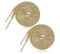 Lnngub Lot de 2 paires de lacets dorés à paillettes - 110 cm - Lacets plats métalliques - En polyester brillant - Lavables - Résistants à la déchirure - Pour baskets, chaussures de sport et chaussures