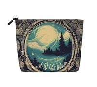 LNNIUK 1 trousse de maquillage imprimée « Not All Who Wander Are Lost » pour sac à main avec fermeture éclair - Grande trousse de maquillage de voyage en toile, noir, One Size